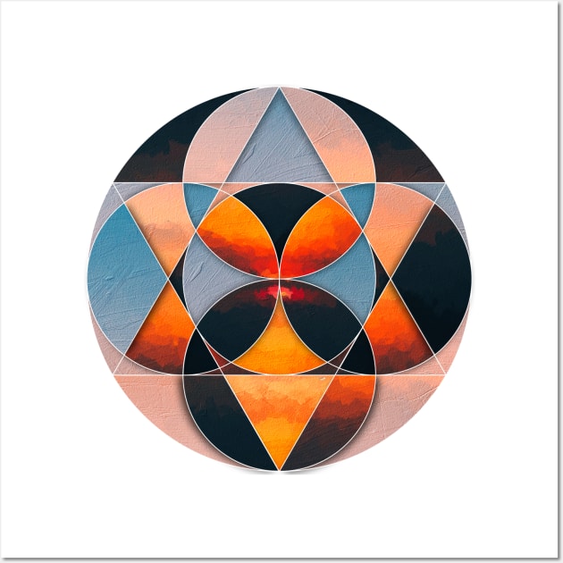 Geometric collage of sunset oil painting Wall Art by DigitPaint